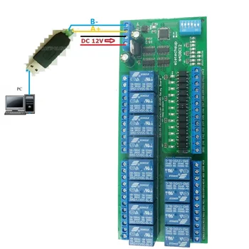 12-канальный цифровой вход-выход UART RS485 Релейный модуль Modbus RTU для управления ПЛК PTZ светодиодным двигателем и станком