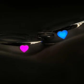 12 шт./лот, модное светящееся кольцо в виде сердца, флуоресцентные кольца в стиле ретро из нержавеющей стали для пары колец, роскошные ювелирные изделия, подарочный товар дешево