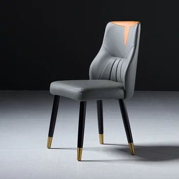Скандинавский обеденный стул, современный простой стул для небольшого семейного дома и ресторана, легкая роскошная обивка кожаного кресла В индустриальном стиле