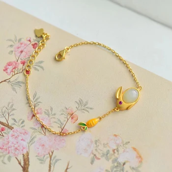 Классический дизайн, натуральный хотанский нефрит, милый браслет с кроликом для женщин, браслеты, изысканные свадебные украшения в китайском стиле.