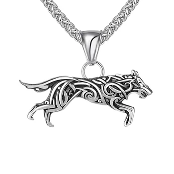 Кельтский узел, ожерелье с подвеской в виде волка, мужские и женские ювелирные изделия из нержавеющей стали