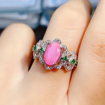 Винтажное Обручальное кольцо с розовым опалом из Стерлингового серебра, кольцо с Октябрьским камнем, Уникальное кольцо с опалом, подарок на День рождения для женщин