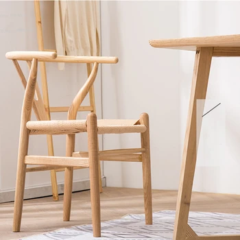 Обеденные стулья из массива дерева в скандинавском стиле, Кухонная мебель, простой современный обеденный стул, кресло для домашнего отдыха, Ретро-кресло для учебы из ротанга