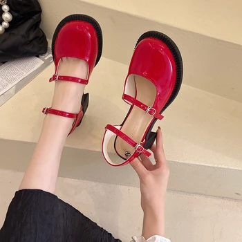 Женская обувь В японском стиле, туфли в стиле Лолиты, Женские винтажные мягкие туфли на платформе на высоком каблуке, Студенческие туфли Мэри Джейн на платформе