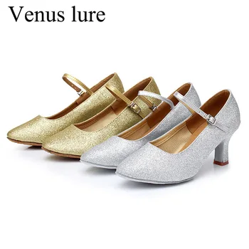 Танцевальные туфли на каблуках Venus Lure с золотым блеском Mary Janes, женские танцевальные туфли-лодочки 6,3 СМ