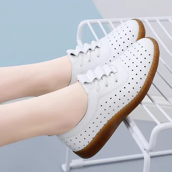 Весенне-летняя женская обувь 2022, сетчатые легкие дышащие кроссовки для бега, Однотонная универсальная кожаная повседневная обувь Zapatos Mujer