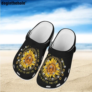 Doginthehole Art Design Женская обувь с отверстиями для мира и любви, летние Новые Легкие дышащие уличные пляжные сандалии, Обувь для домашнего сада
