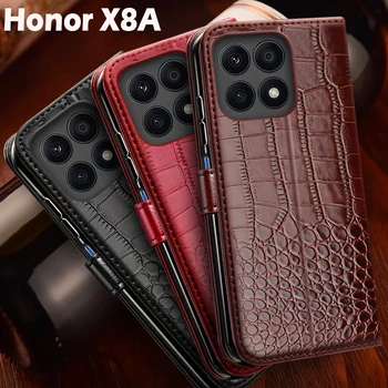 для Funda Honor X8A 2023 Чехол Силиконовый флип кожаный Телефон бумажник Чехлы для Huawei Honor X8A Чехол HonorX8A X 8A Coque магнитный