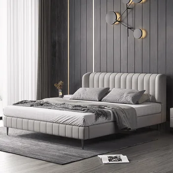 Тканевая кровать Nordic modern минималистичная 1,5 метровая двуспальная кровать минималистичная итальянская легкая тканевая кровать с роскошной технологией black fee