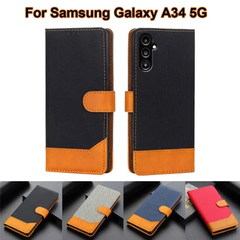для чехол на Samsung Galaxy A34 5G Case Роскошный чехол-бумажник с откидной крышкой для телефона Capinha Samsung GalaxyA34 A 34 5G Flip Case