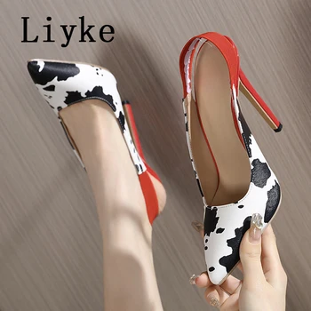 Liyke/ Новый дизайн, женские туфли-лодочки на высоком каблуке с неглубоким ремешком сзади, пикантные женские туфли-лодочки с острым носком 