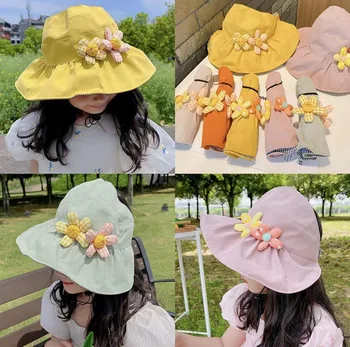 Новая модная соломенная шляпа от солнца для родителей и детей, летняя детская шляпа с цветами для девочек, милые детские шляпы для девочек и женщин, пляжные кепки для улицы