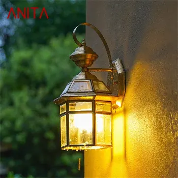 ANITA Ретро Наружный латунный настенный светильник Водонепроницаемый IP65 Бра Светодиодный светильник для домашнего крыльца и двора