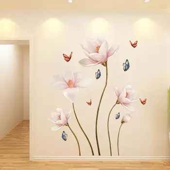 70*112 см 3D Бабочка Цветок Красочная наклейка на стену ПВХ Съемные наклейки на стены для гостиной Спальни ванной комнаты Украшения дома