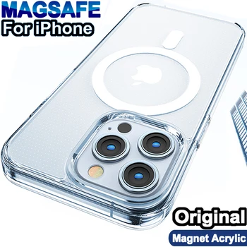 Противоударный Акриловый Прозрачный Чехол Для Apple Magsafe Case Iphone 13 12 11 14 Pro Max Mini Xr X 7 8 Plus Xs Беспроводные Магнитные Чехлы