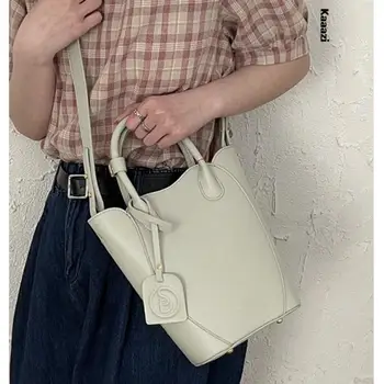 Кожаная сумка через плечо 2023, дизайнерские сумки элитного бренда для женщин, сумки-ведра, модная повседневная сумка большой емкости