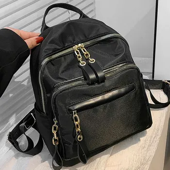 Дизайнерский Дорожный женский рюкзак, школьная сумка для девочки-подростка 2023, Повседневные сумки через плечо, Женский нейлоновый рюкзак, Черная сумочка
