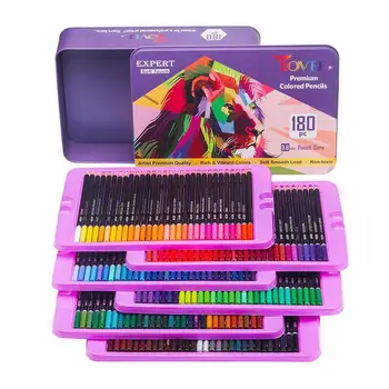 Цветные карандаши 180 шт. Набор цветных карандашей художника для рисования растушевки смешивания для студентов-ремесленников Подарочная коробка для начинающих студентов