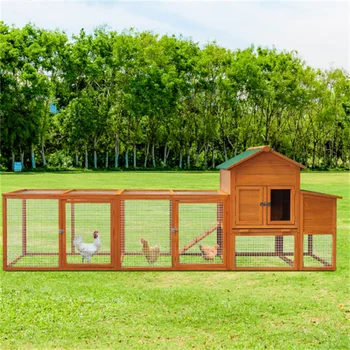 121-дюймовый большой открытый деревянный курятник, курятник с гнездовым ящиком, клетка для птицы с проволочной изгородью Для наружных садов на заднем дворе