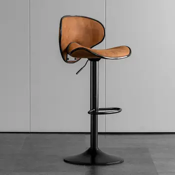 Современный бар, Скандинавская железная мебель для отдыха, обеденный стул, Креативный Скандинавский Дизайнерский кожаный стул с регулируемой спинкой