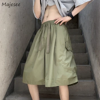 Мужские повседневные шорты Японская мода Harajuku Ретро Красивый Летний Мешковатый дизайн на шнурках Подростковая Индивидуальность Корейский Стильный Однотонный