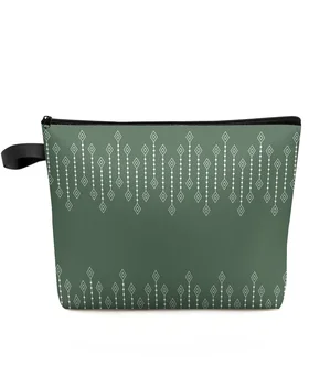 Богемные Геометрические линии, зеленая косметичка, сумка для путешествий, женские косметические сумки, органайзер для хранения в туалете, пенал для карандашей