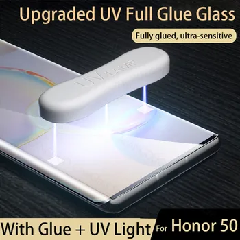 Honor50 Закаленное УФ-стекло с полным клеем для Huawei Honor 50 Pro, защитная пленка для экрана honor 50, защитное стекло honor 50 от ультрафиолетового излучения.