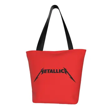Модная Металлическая Музыкальная сумка для покупок в стиле хэви-метал, Многоразовая Холщовая сумка для покупок в продуктовых магазинах на плечо