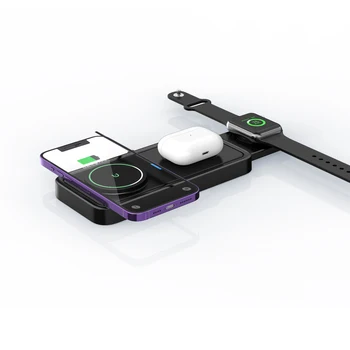 Автомобильное крепление для мобильного телефона 3в1 с держателем быстрого беспроводного зарядного устройства Magsafe QI мощностью 15 Вт для Apple iPhone 13 Pro Max Watch Airpods