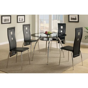 Обеденный стул из 4 ПРЕДМЕТОВ, современное сиденье с обивкой из искусственной кожи, металлический каркас, ножки, современный стиль для мебели для кухни и столовой