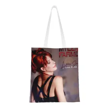 Забавный принт, красивые сумки для покупок Mylene Farmer, моющиеся холщовые сумки на плечо, сумка французской певицы