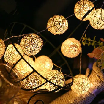 2,5 М 5 М 40 Рождественских светодиодных гирлянд из ротанга, гирлянды из шариков, Праздничное украшение для свадебной вечеринки, светодиодная гирлянда Fairy Light для улицы