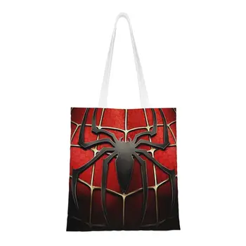 Модная сумка-тоут с паучьим нагрудником, многоразовая холщовая сумка для покупок с животными на плече