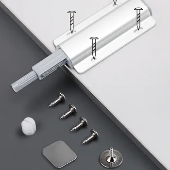 Магнитный фиксатор шкафа из алюминиевого сплава, открывающийся нажатием кнопки, Автоматическая остановка двери, буфер сенсорной заслонки, Кухонные невидимые защелки