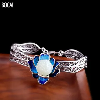 Серебряные украшения Character S925 и кольцо с натуральным нефритовым лотосом для женского браслета