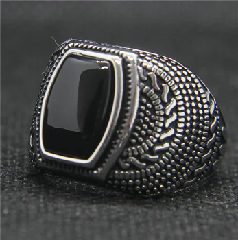 Прямая поставка 7-13 Коктейльное кольцо с уникальным рисунком в горошек из нержавеющей стали 316L, модное кольцо из эпоксидной смолы с черным камнем