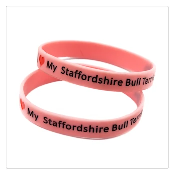 50 шт. браслет из силиконовой резины I Love My Staffordshire Bull Terrier для женщин