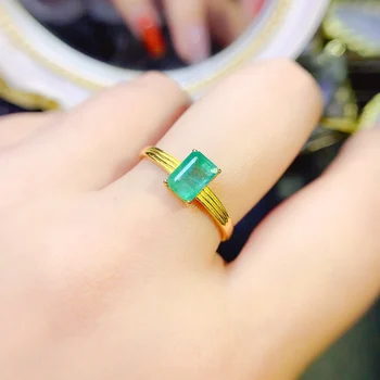【M & T】 Кольцо с натуральным изумрудом, кольцо из стерлингового серебра 925 пробы, обручальное кольцо, свадебные элегантные украшения, подарок для вечеринки