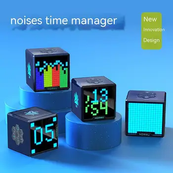 Настольный будильник, тайм-менеджер, Синхронизация ритма, погоды, Wifi, RGB, ночник, Электронные часы в пиксельном стиле