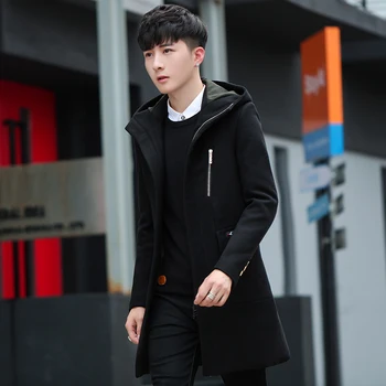 Зимняя мужская ветровка, новая весенне-осенняя студенческая куртка средней длины, приталенная, красивая, плюс флисовое утолщенное пальто, мужская корейская версия