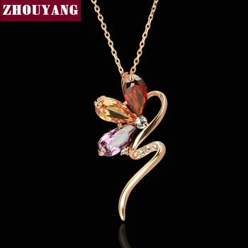 ZHOUYANG Высококачественное ожерелье ZYN074 Magic Snake из Розового золота, модные украшения, Кулон без никеля, кристалл