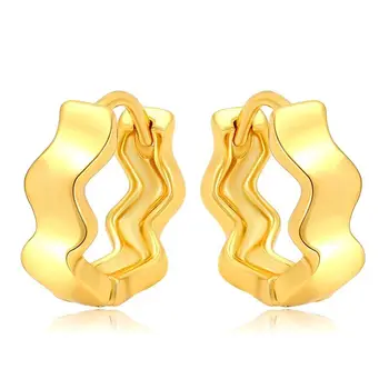 Оптовая продажа --- Серьги-кольца Curve Smotth для женщин, модные ювелирные изделия из чистого золота с покрытием