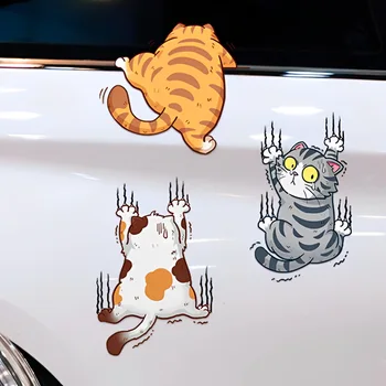 Автомобильные наклейки Креативный 3D Кот Забавные Наклейки для маскировки царапин на кузове автомобиля Наклейки для чемодана в стиле животных Украшения Автомобильные Аксессуары
