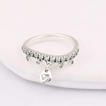 Кольцо с капельками Люстры для женщин, аутентичные женские украшения из стерлингового серебра S925 пробы, подарок девушке на День Рождения, Прозрачный CZ