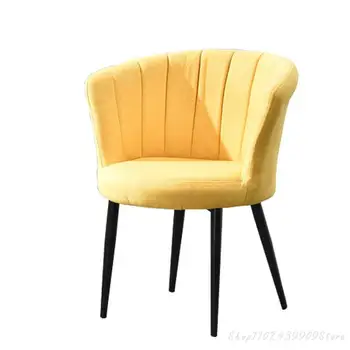 Скандинавский роскошный обеденный стул из мягкой ткани с сумкой, простой стул со спинкой знаменитости, домашний обеденный стул, комбинация из кованого железа