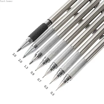 Набор механических карандашей Kawaii Metal 0,3 0,5 0,7 0,9 1,3 2,0 мм HB Автоматические Карандаши для школьных канцелярских принадлежностей для офиса