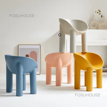 Обеденный стул на скандинавском балконе со спинкой из слоновой кости, Домашний, Квартирный, Семейный Пластиковый стул на открытом воздухе, Простые Одноместные стулья для гостиной