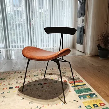 Современные обеденные стулья из кованого железа, стулья со спинкой из массива дерева в скандинавском стиле, Дизайнерская мебель для столовой, Повседневное кресло для переговоров