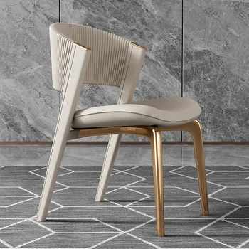 Легкие Роскошные обеденные стулья из нержавеющей стали, мебель для домашней столовой, креативное кресло со спинкой, Дизайнерское кресло для отдыха в ресторане отеля
