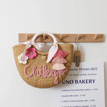 Милая тайская соломенная сумка camellia 2022, новый нишевый дизайн, натуральная соломенная сумка, ручная сумка из ротанга